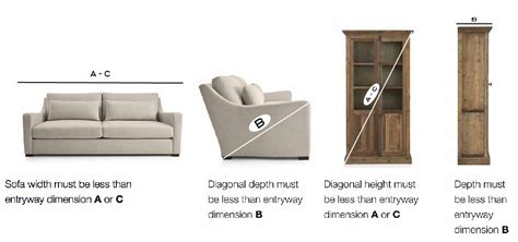 calculate diagonal depth of sofa.